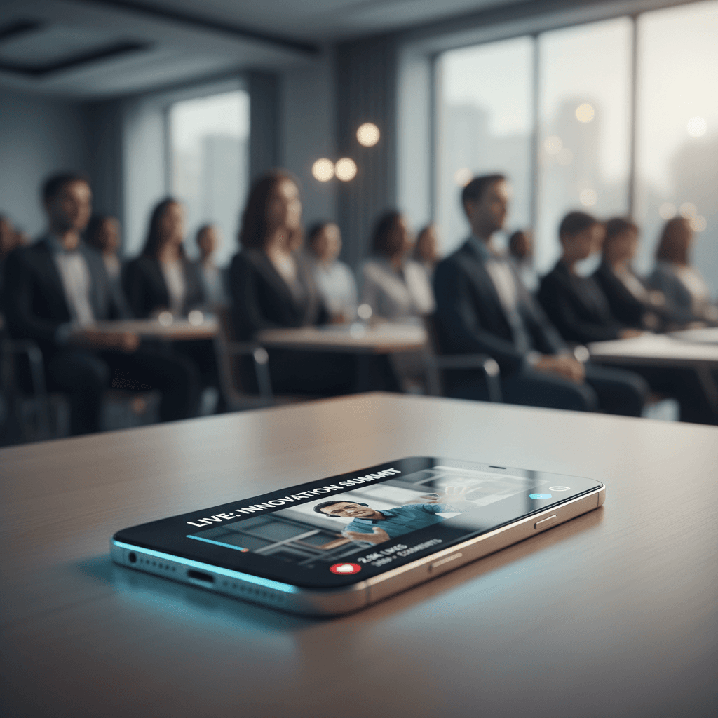 Live Q&A session streaming on a phone during a community meetup