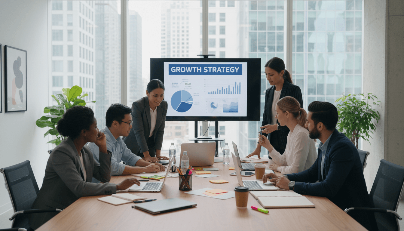 Diverse entrepreneurs collaborating in a modern meeting room